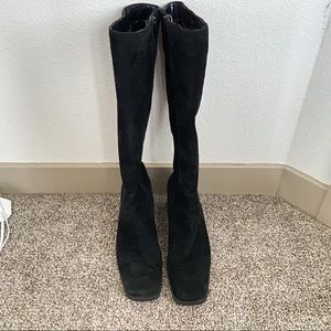 Square toe black boots